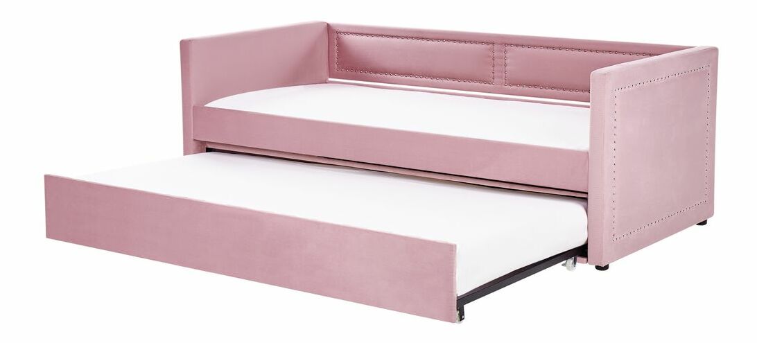 Rozkládací postel 90x200 cm Mai (růžová)