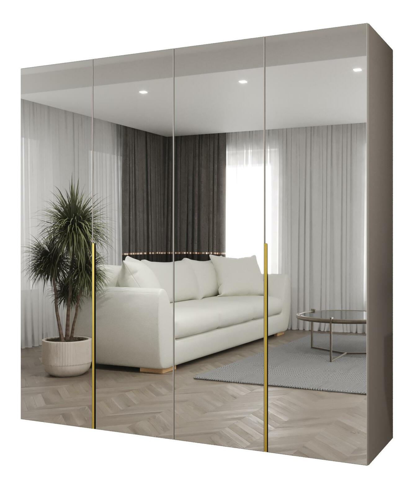Šatní skříň 200 cm Alice 3 (kašmír + zlatá)