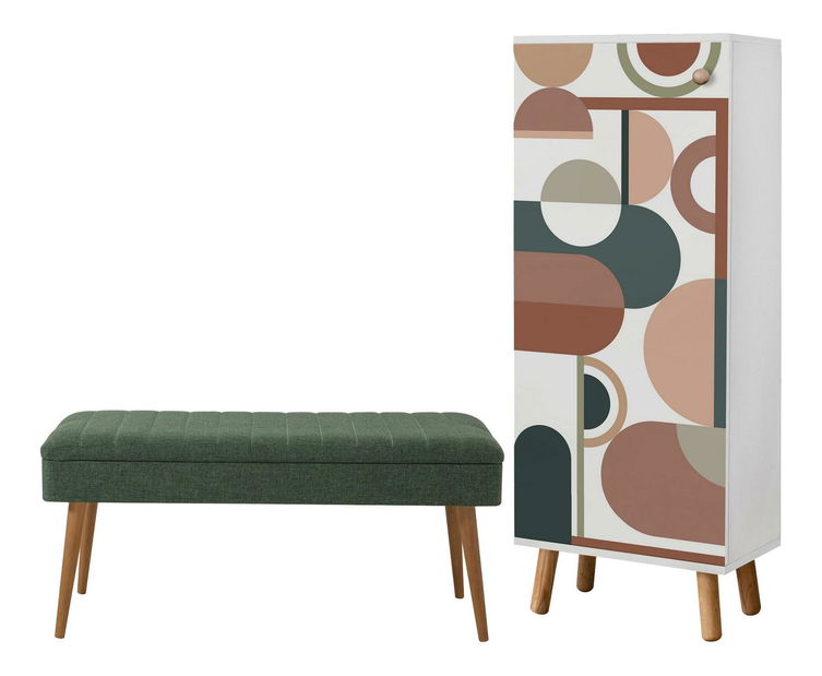 Předsíňová sestava Beside 41 (bílá + zelená)