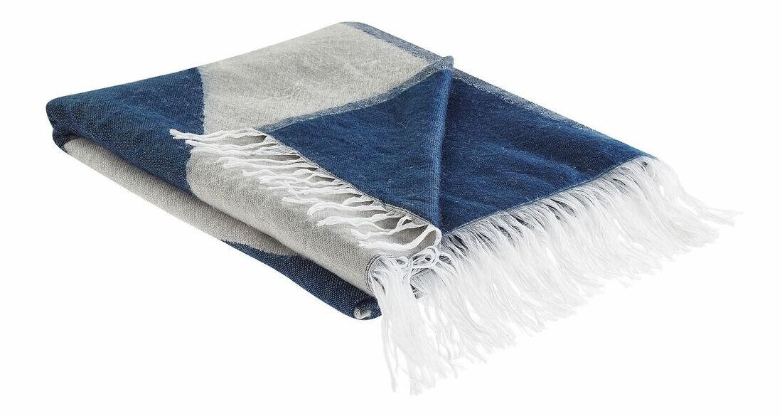 Deka 130 x 170 cm Hank (bílá + modrá)