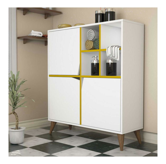 Skříňka Phoebe (bílá + žlutá)