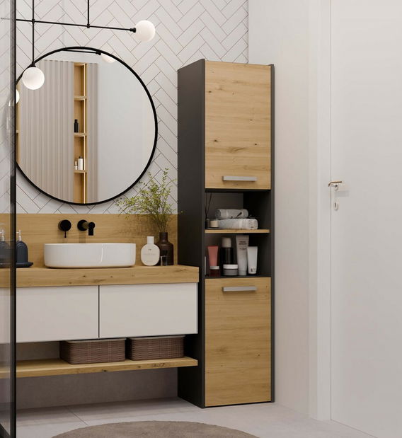 Koupelnová skříňka Samways 3 (antracit + dub artisan)