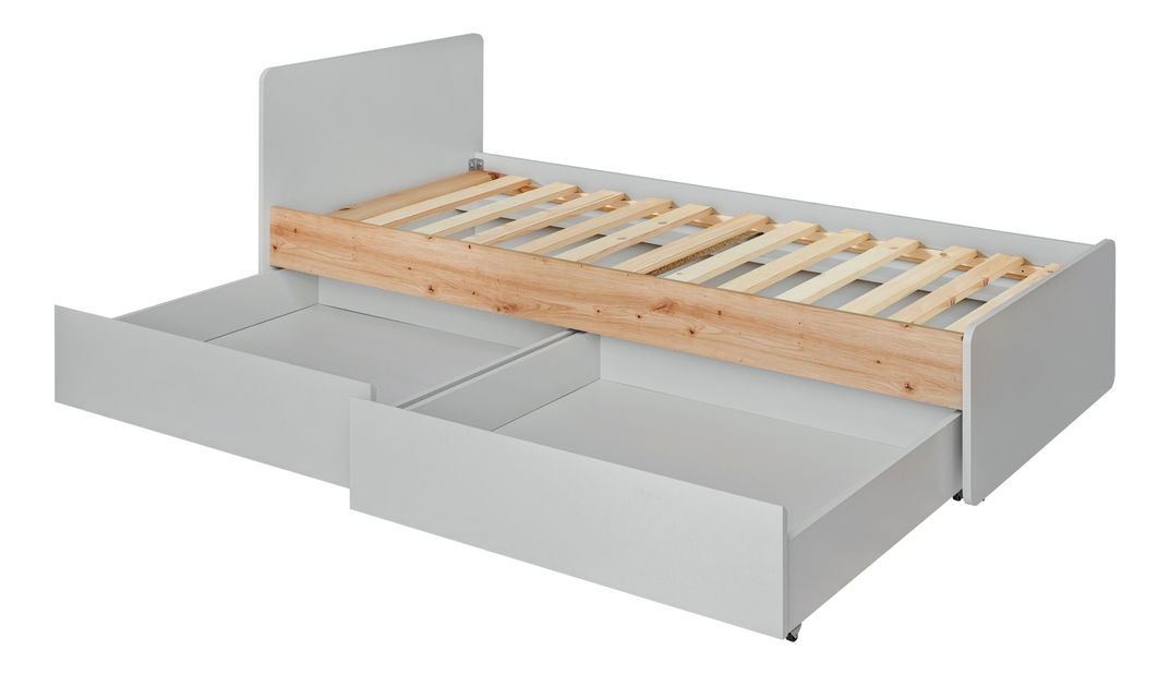 Jednolůžková postel 90 cm Voncile 20 ASPG VV BT (perlově šedá + dub artrisan) (s roštem)