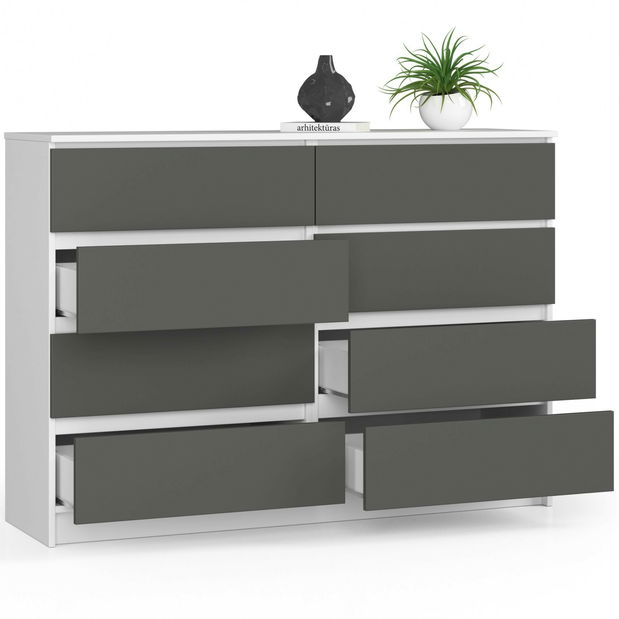 Komoda Keanu III (bílá + šedá)