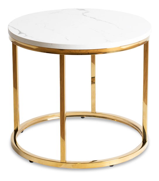 Konferenční stolek Aparentar 3 (mramor bílý + zlatá)