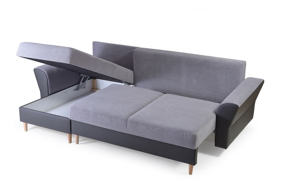 Rohová sedací souprava Artan (tmavěšedá + bílá) (L)