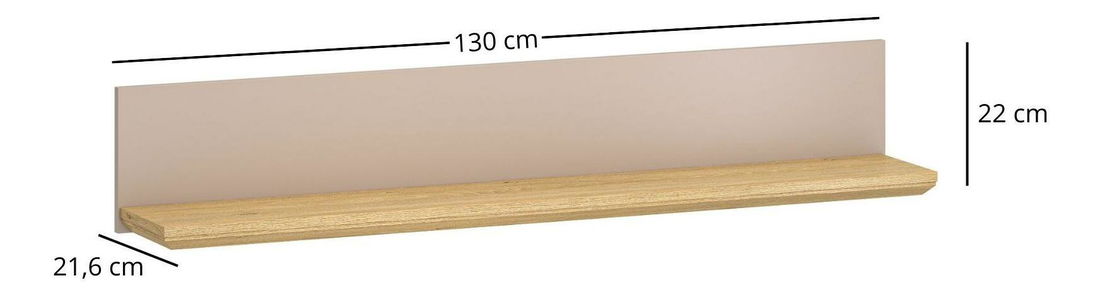 Nástěnná police Indices 1 (taupe + dub kamenný)