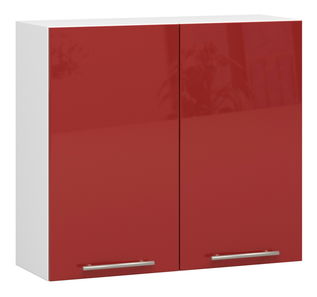 Horní kuchyňská skříňka Ozara W80 H720 (bílá + červený lesk)