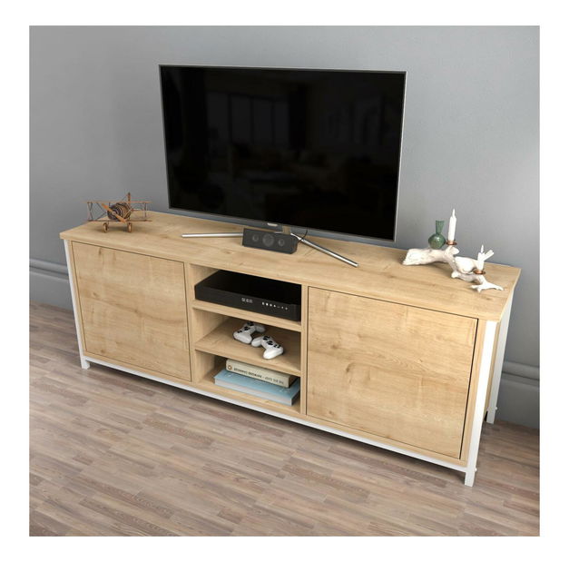 TV stolek Otosello (bílá + dub)