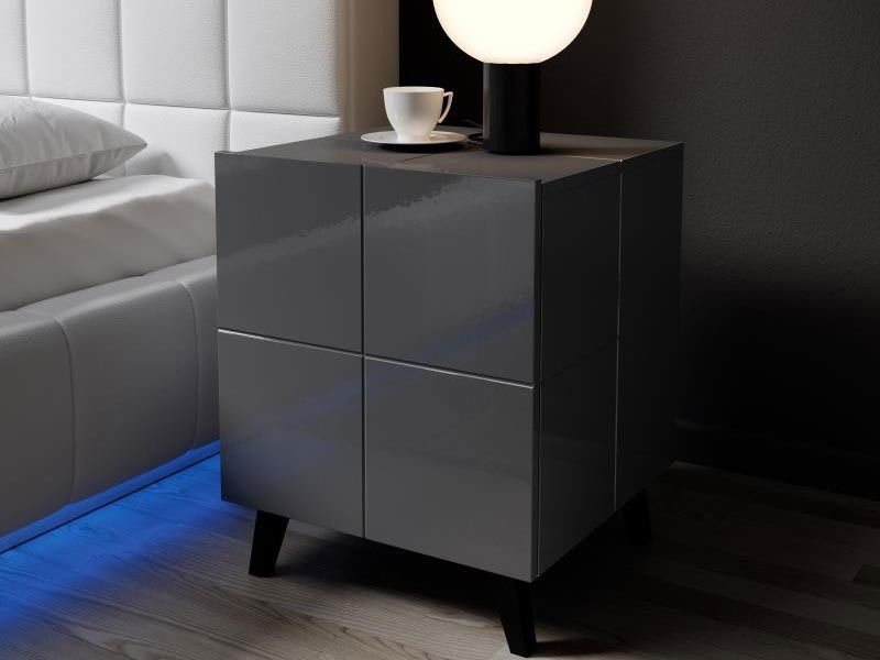 Noční stolek Rojan (grafit lesklá)