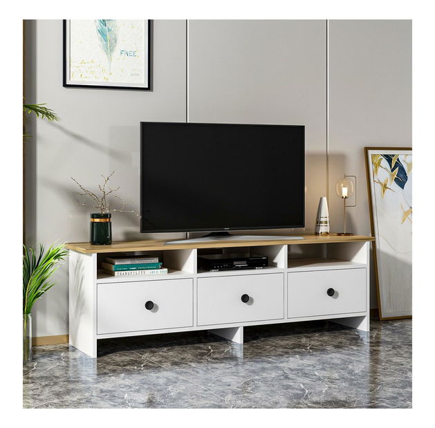 TV stolek/skříňka Ossa (bílá + dub safírový)