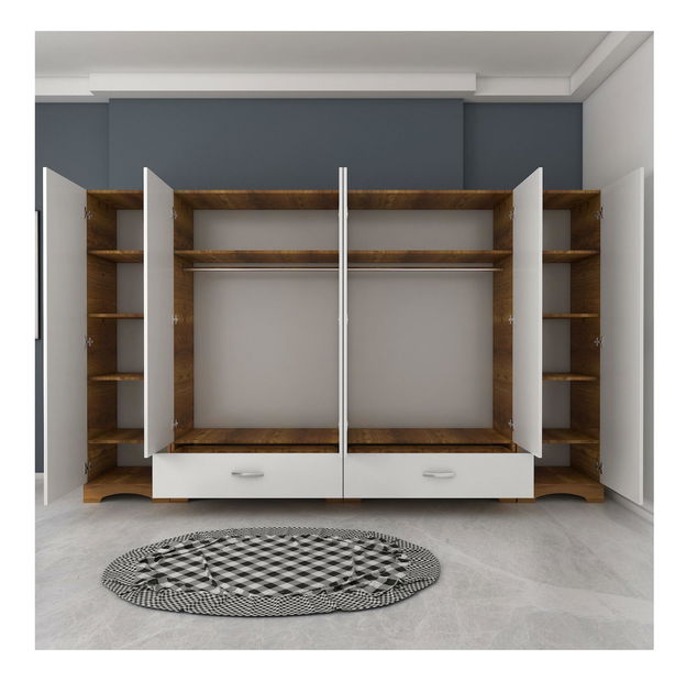 Šatní skříní Forzolena (bílá + ořech)