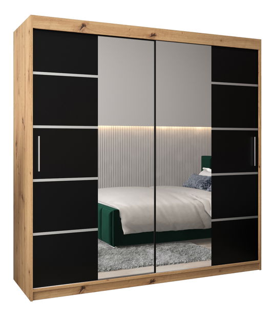 Šatní skříň 200 cm Verika 4 200 (dub artisan + černá)