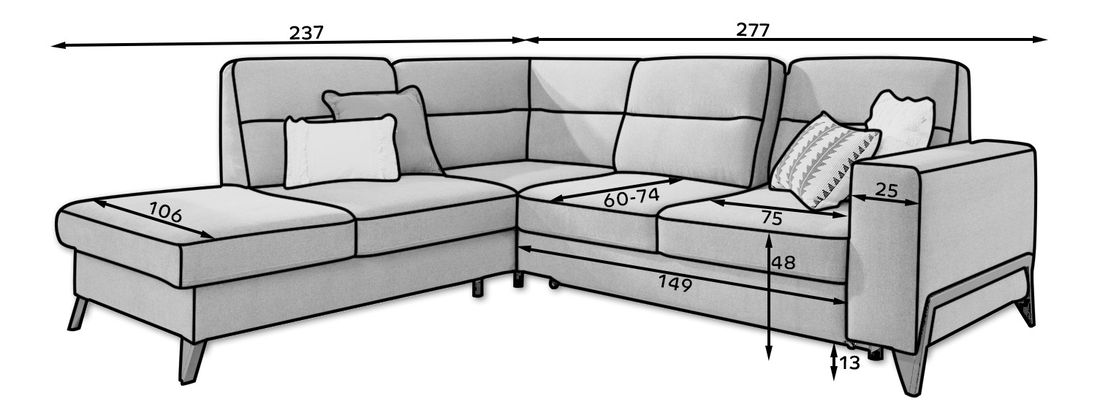 Rohová sedačka Clarice (světle šedá) (L)