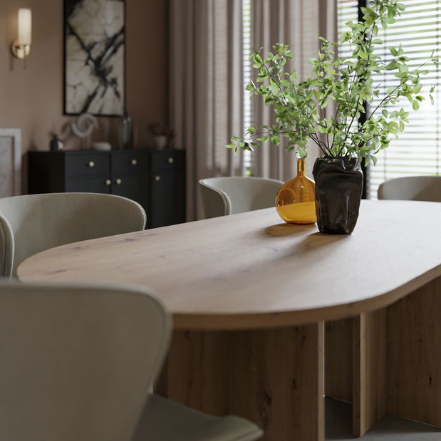 Rozkládací jídelní stůl Ovalina (béžová písková)