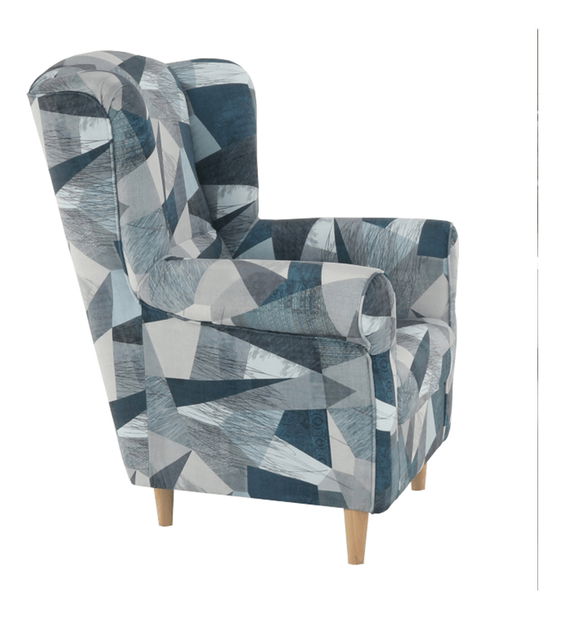 Křeslo ušák Charlie (Holm šedomodrý vzor)