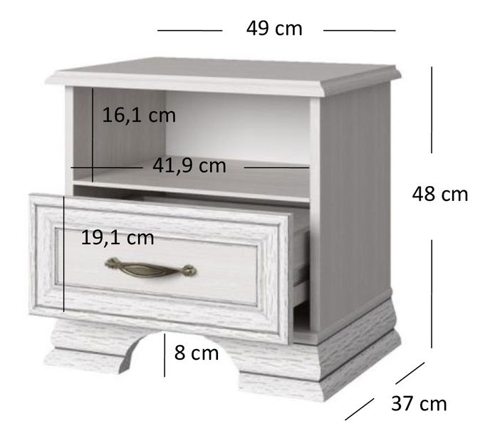 Noční stolek Terina (woodline krém)