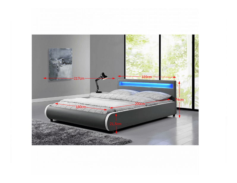 Manželská postel 180 cm Krunt (s roštem a osvětlením) *výprodej