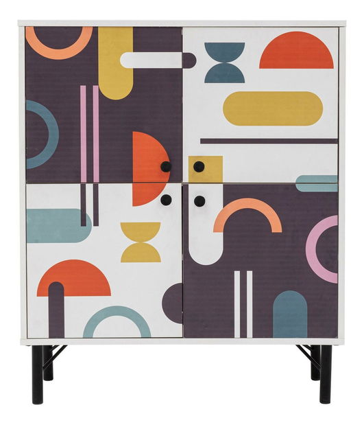 Skříňka Maluxe 2 (bílá + hnědá + purpurová + hořčicová)