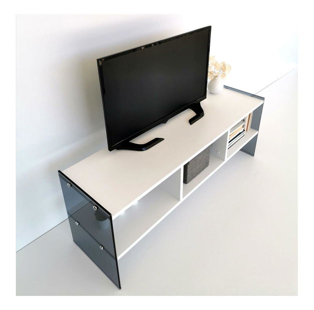 TV stolek/skříňka Vamebo 7 (bílá + kouřová)