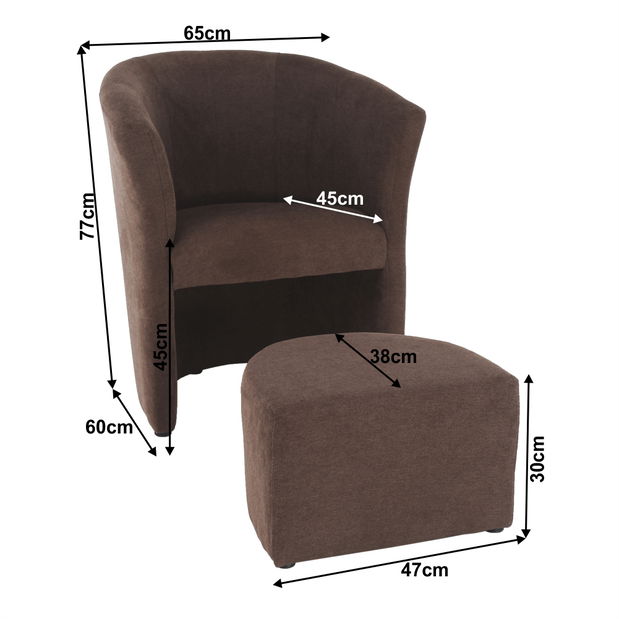 Křeslo Rosana (hnědá) (s taburetkou)