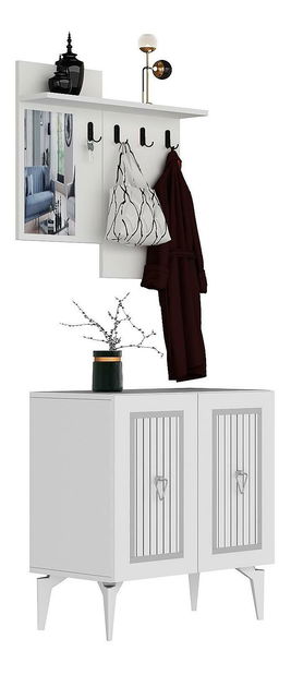 Předsíňová sestava Tideno (bílá + stříbrná)