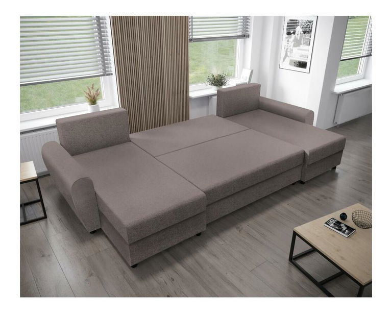 Rohová sedačka ve tvaru U Debiera (béžovošedá) (s úl. prostorem)