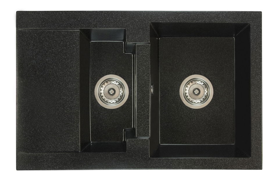 Kuchyňský dřez Dortuna (černá + textura) (s 1 otvorem pro baterii) (L)