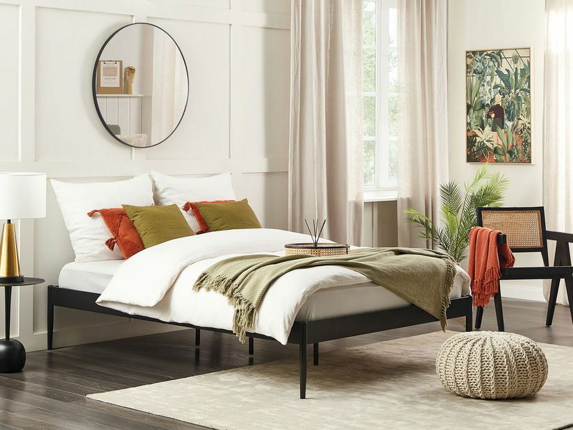 Manželská postel 140 cm Victoire (černá) (s roštem)