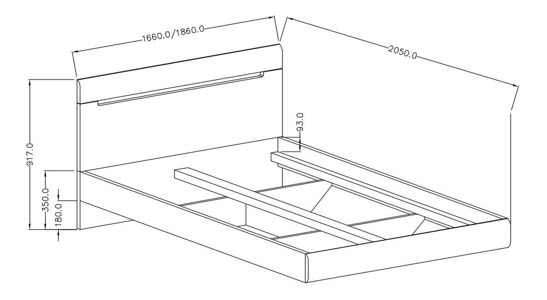 Manželská postel 180 cm Hayle Typ 32 (šedá + šedý vysoký lesk)
