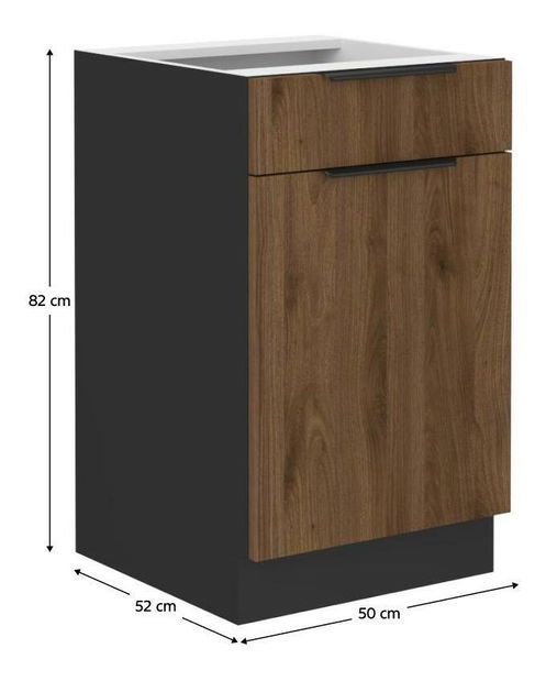 Dolní kuchyňská skříňka Monsesa 50 D 1F 1S BB (ořech okapi + černá)
