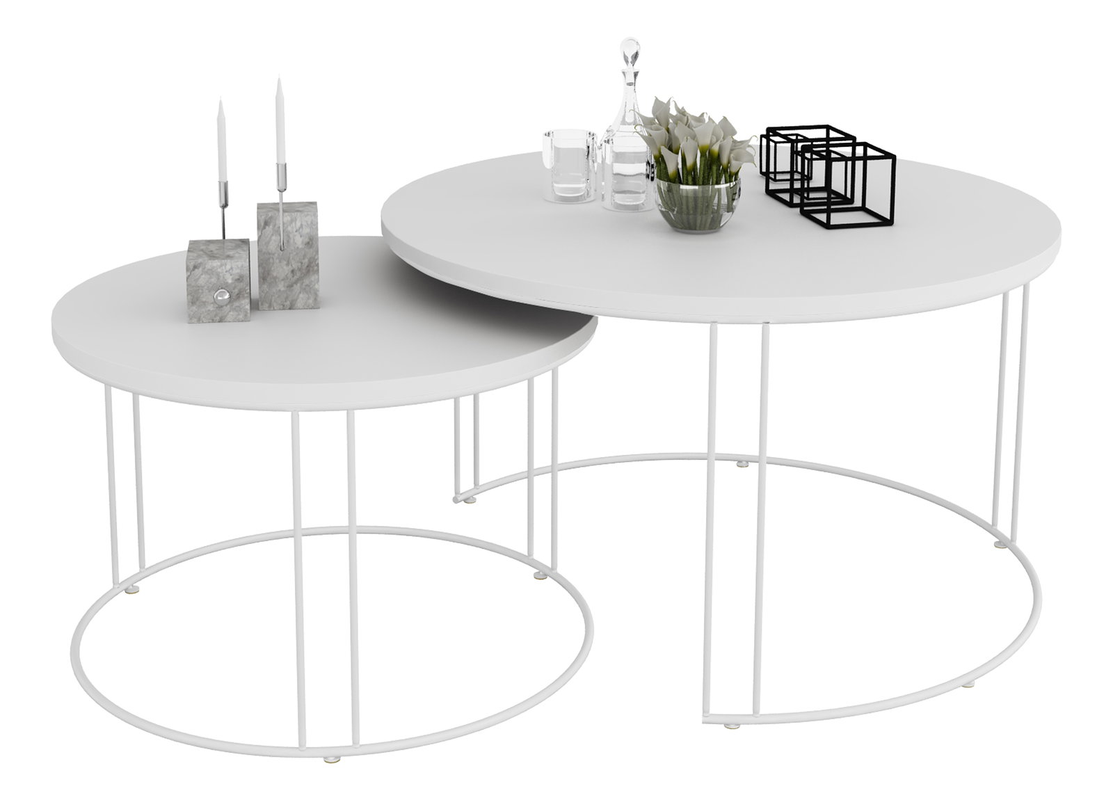 Set 2 ks. konferenčních stolků Essence (bílá + bílá)