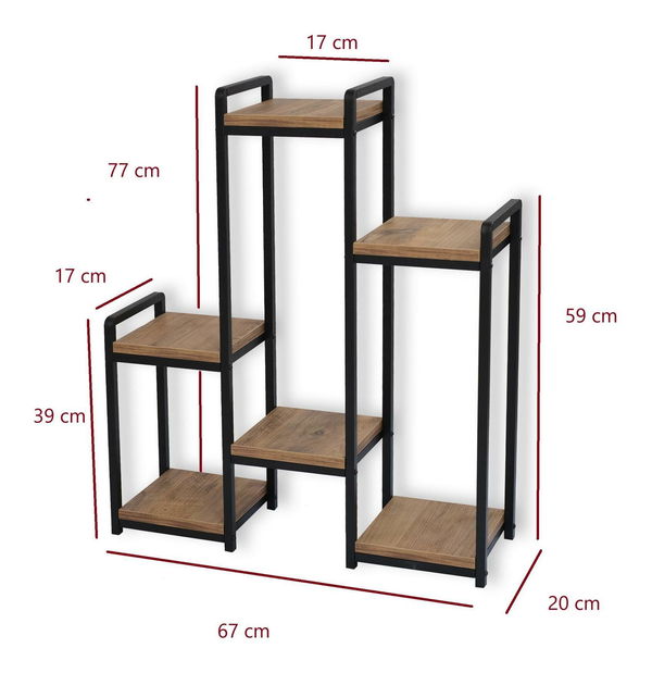 Dekorativní stojan na květináče Vopamo 2 (borovice atlantická + černá)