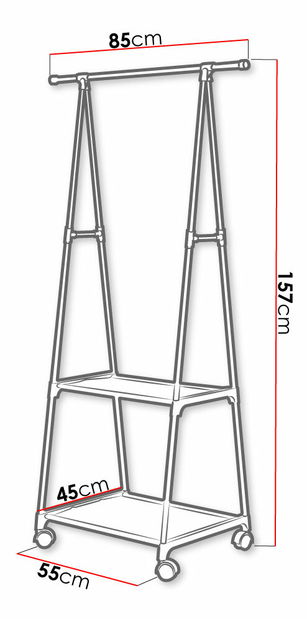 Věšák na kolečkách Tyland (černá)