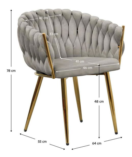 Jídelní židle Delila (šedohnědá + chrom zlatý)