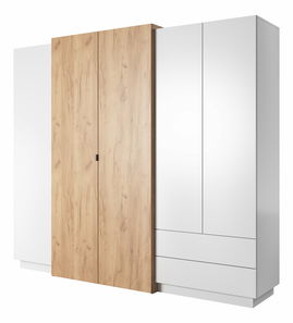 Šatní skříň Three 230 (dub craft zlatý + bílá)