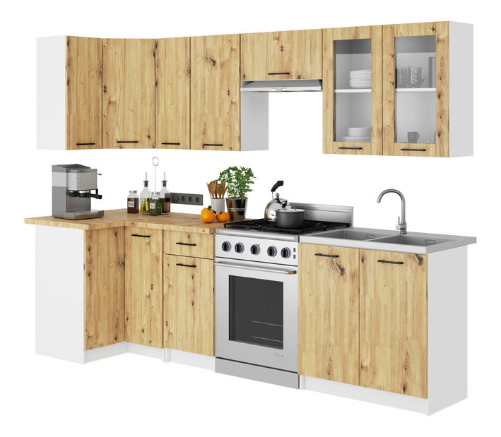 Horní kuchyňská vitrína Organo 720 (bílá + dub artisan)