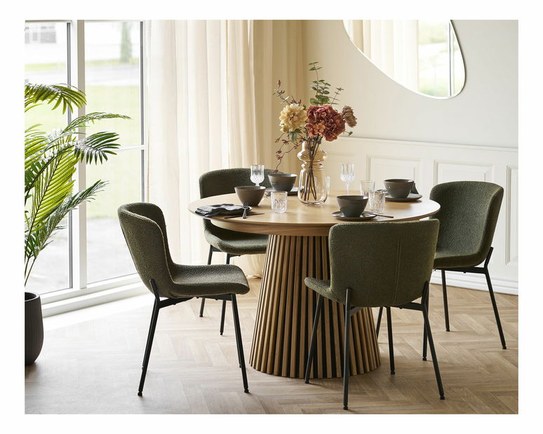Jídelní set Oramona 2 (přírodní + tmavě zelená)