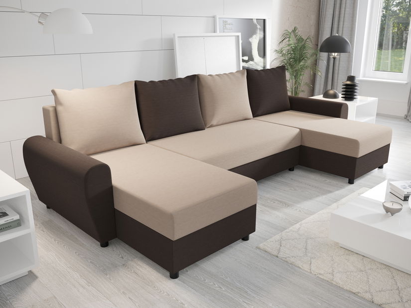 Rohová sedací souprava Fleur L (krémová + šedá) (P)