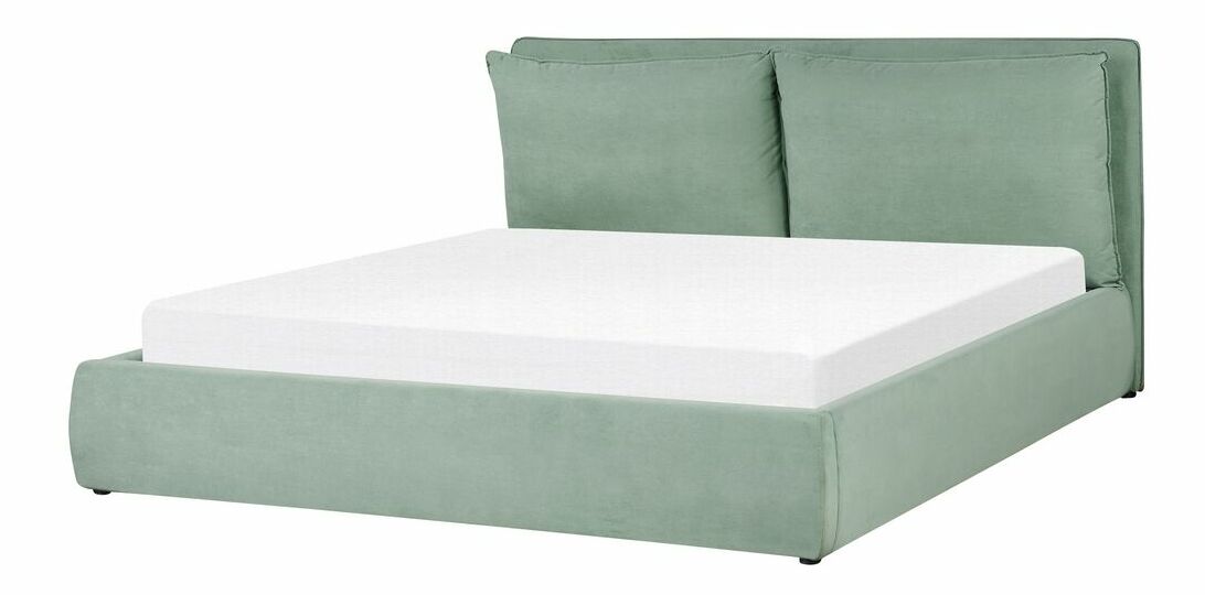 Manželská postel 180 cm Berit (zelená) (s roštem) (s úl. prostorem)