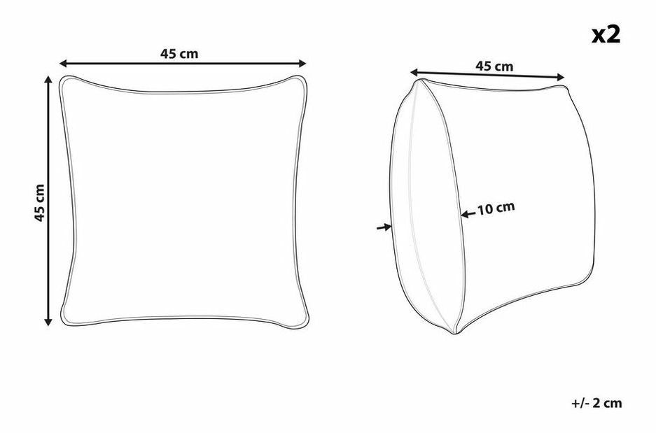 Sada 2 ozdobných polštářů 45 x 45 cm Helikop (bílá)