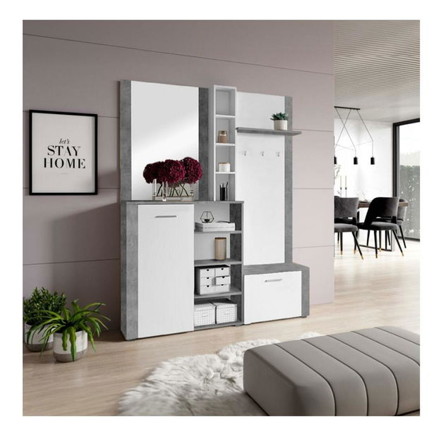 Předsíňová sestava Fulgores (bílá + beton)