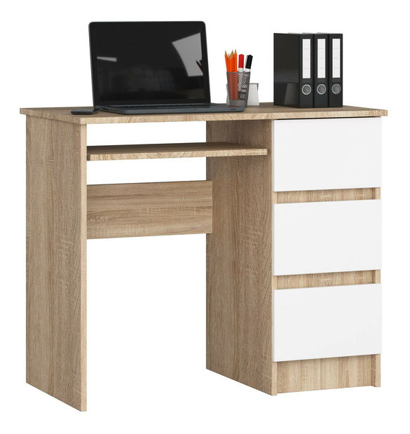 PC stolek Benicio (dub sonoma + bílá) (P)