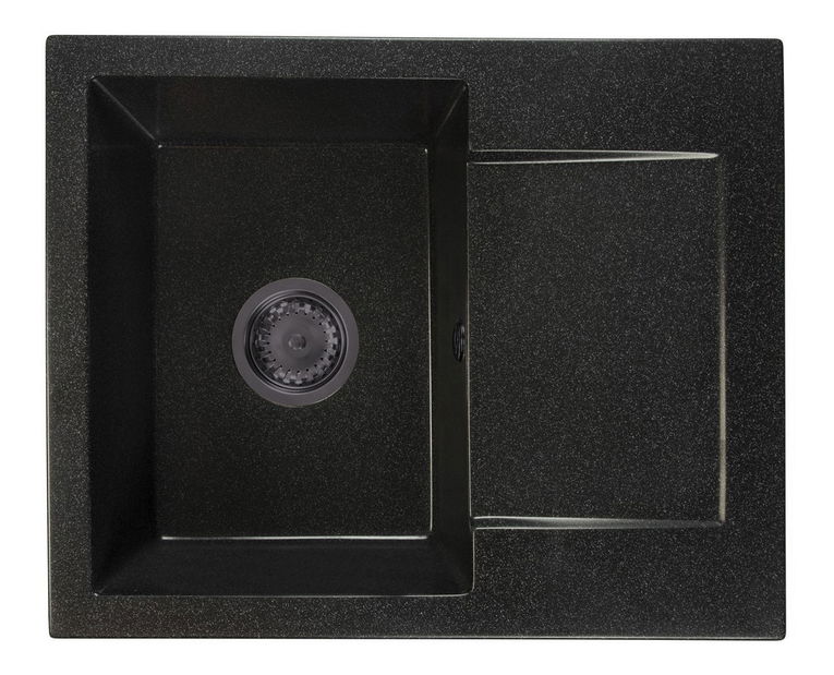 Kuchyňský dřez Dalgam (černá + textura) (se 2 otvory pro baterii) (P)