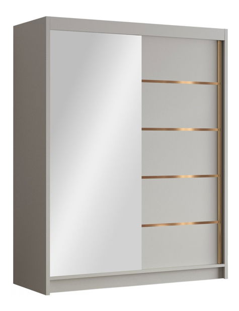 Šatní skříň s posuvnými dveřmi Hyzron III 150 (bílá + černá + zlatá) (se zrcadlem)