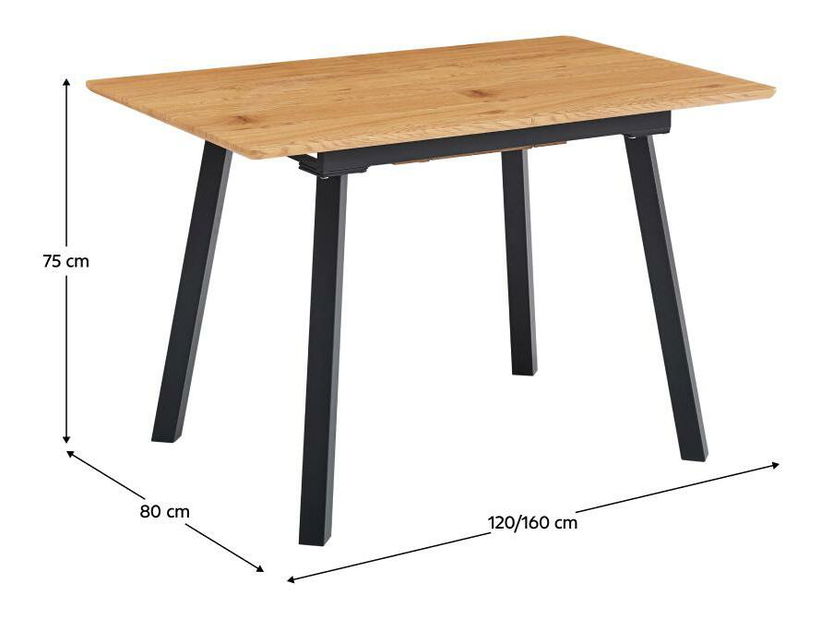 Jídelní stůl Dylan (dub + černá) (pro 4 až 6 osob)