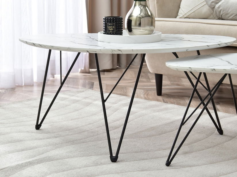 Konferenční stolek Rave Zest Xl (bílý mramor + černá)
