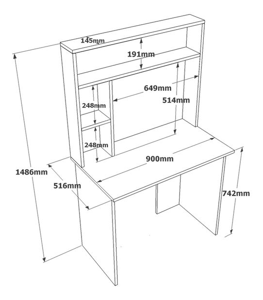 PC stolek Birdz (Borovice antlantic + Bílá)