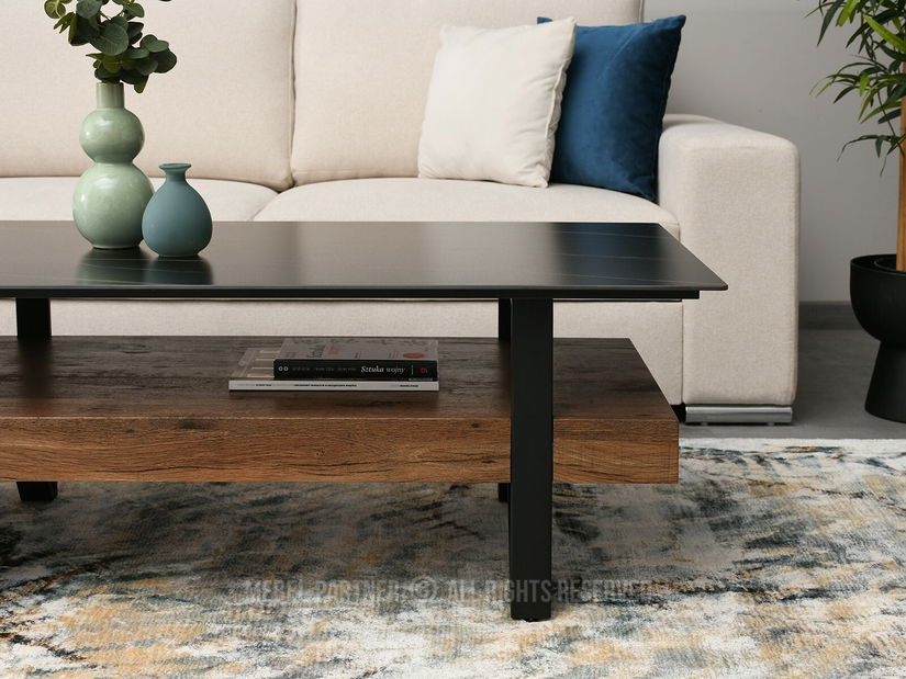 Konferenční stolek Bohac (černý mramor + černá)