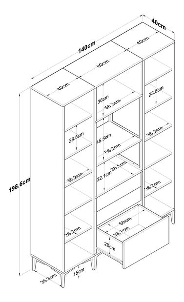 Policová skříň Jenaretta 145 (bílá)